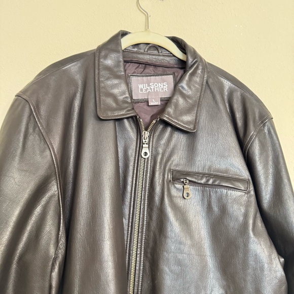 Wilsons Leather Vintage 90s Black Leather Boxy Leather Full-Zip Jacket Size L - Picture 4 of 16